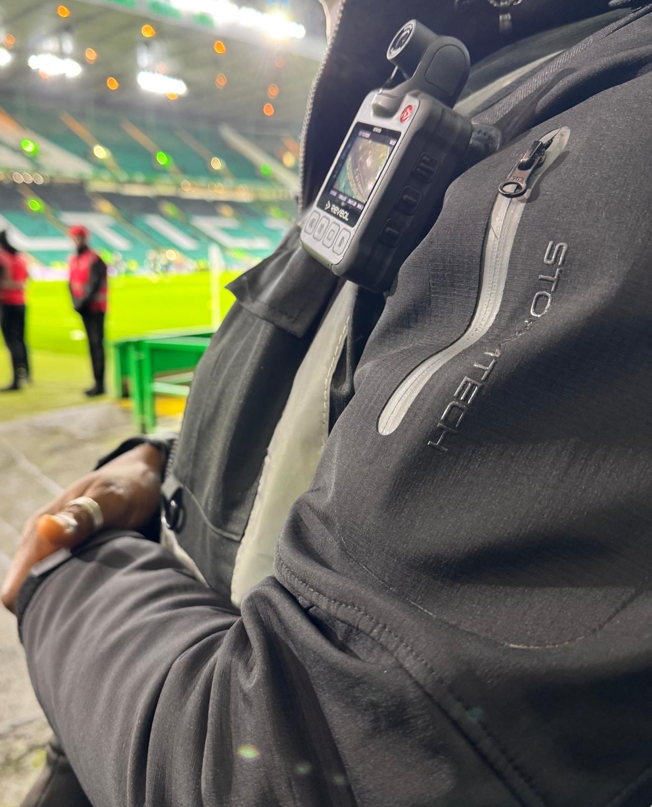 PSG UK officer wearing a body camera at Celtic Park