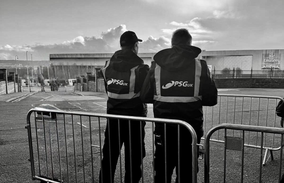 PSG UK security personnel managing queues at a stadium